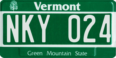 VT license plate NKY024