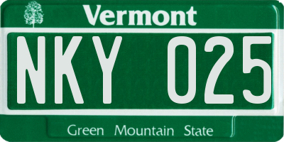 VT license plate NKY025