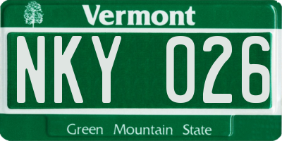 VT license plate NKY026