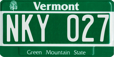 VT license plate NKY027