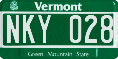 VT license plate NKY028