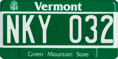 VT license plate NKY032