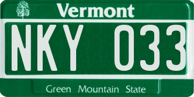 VT license plate NKY033