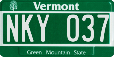 VT license plate NKY037