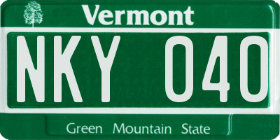 VT license plate NKY040
