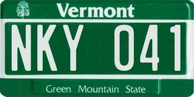 VT license plate NKY041