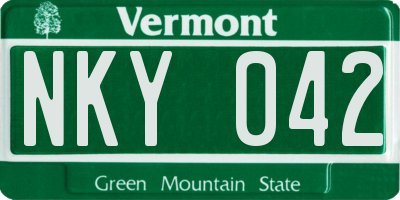 VT license plate NKY042