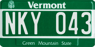 VT license plate NKY043