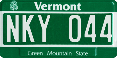 VT license plate NKY044