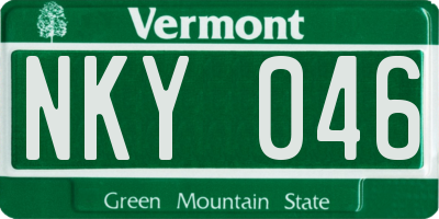 VT license plate NKY046
