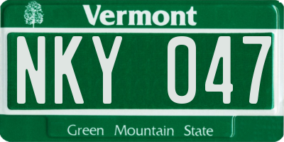 VT license plate NKY047