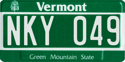 VT license plate NKY049