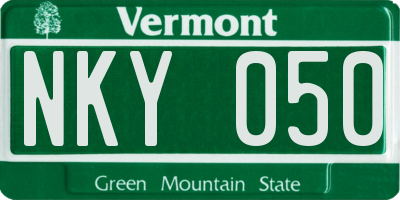 VT license plate NKY050