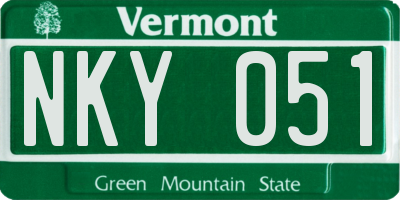 VT license plate NKY051