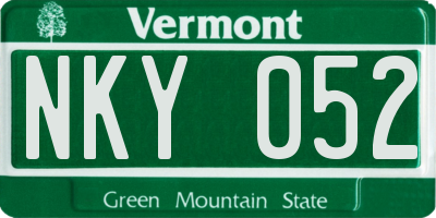 VT license plate NKY052