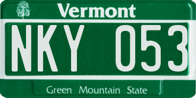 VT license plate NKY053