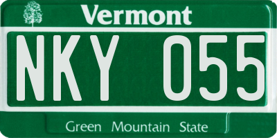VT license plate NKY055