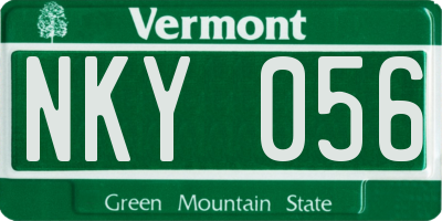 VT license plate NKY056