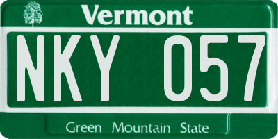 VT license plate NKY057