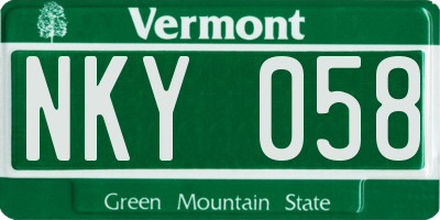 VT license plate NKY058