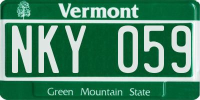 VT license plate NKY059