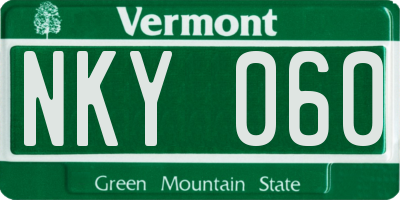 VT license plate NKY060