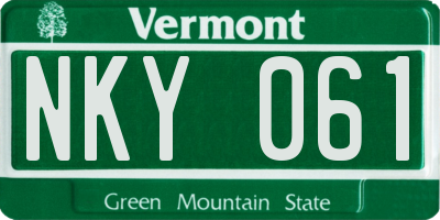 VT license plate NKY061