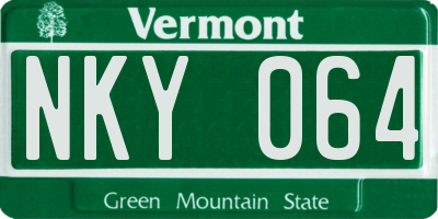 VT license plate NKY064