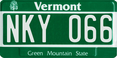 VT license plate NKY066