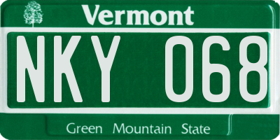 VT license plate NKY068