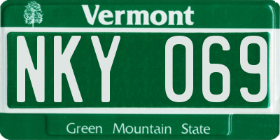 VT license plate NKY069