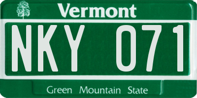 VT license plate NKY071