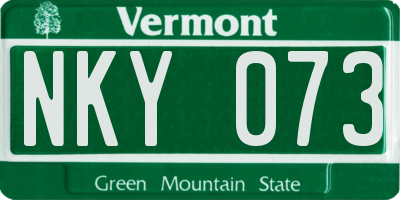 VT license plate NKY073