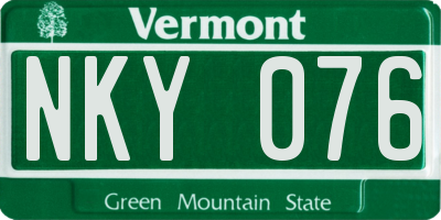 VT license plate NKY076
