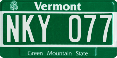 VT license plate NKY077