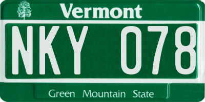 VT license plate NKY078