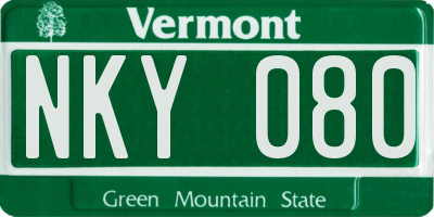 VT license plate NKY080