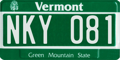VT license plate NKY081