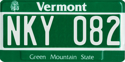 VT license plate NKY082