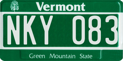 VT license plate NKY083