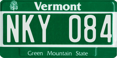 VT license plate NKY084