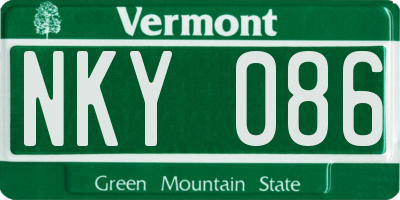 VT license plate NKY086