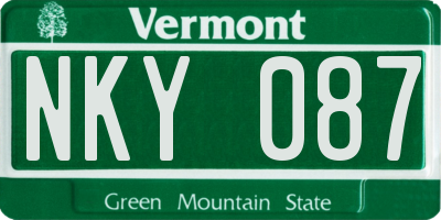 VT license plate NKY087