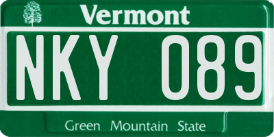 VT license plate NKY089