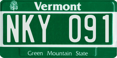 VT license plate NKY091