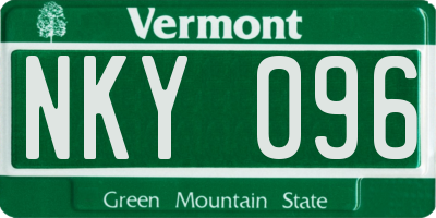 VT license plate NKY096