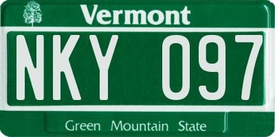 VT license plate NKY097