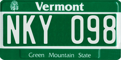 VT license plate NKY098