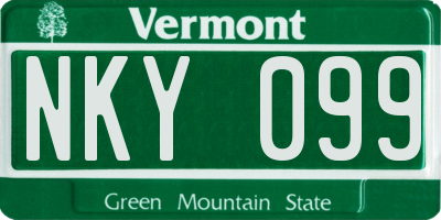 VT license plate NKY099