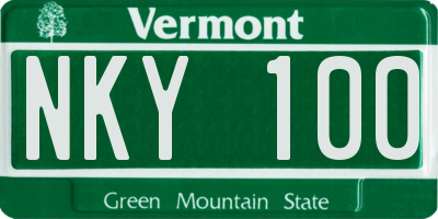VT license plate NKY100